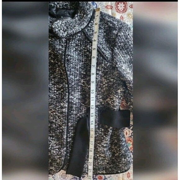 Sandro Petite Belted Marled Tweed Jacket Peplum Waist Women's Petite Small - Picture 7 of 7